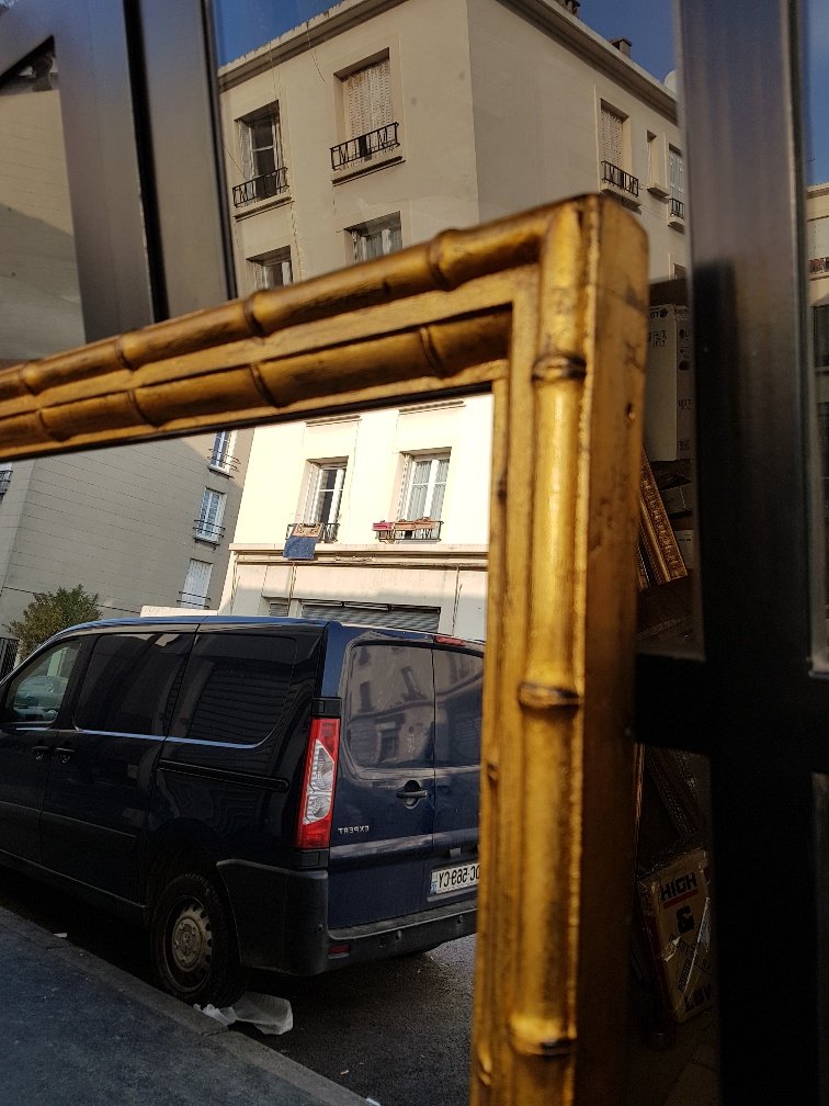 Miroir Doré d'époque Napoléon III De Style Indochinois ( 139 Cm X 75 Cm )-photo-2