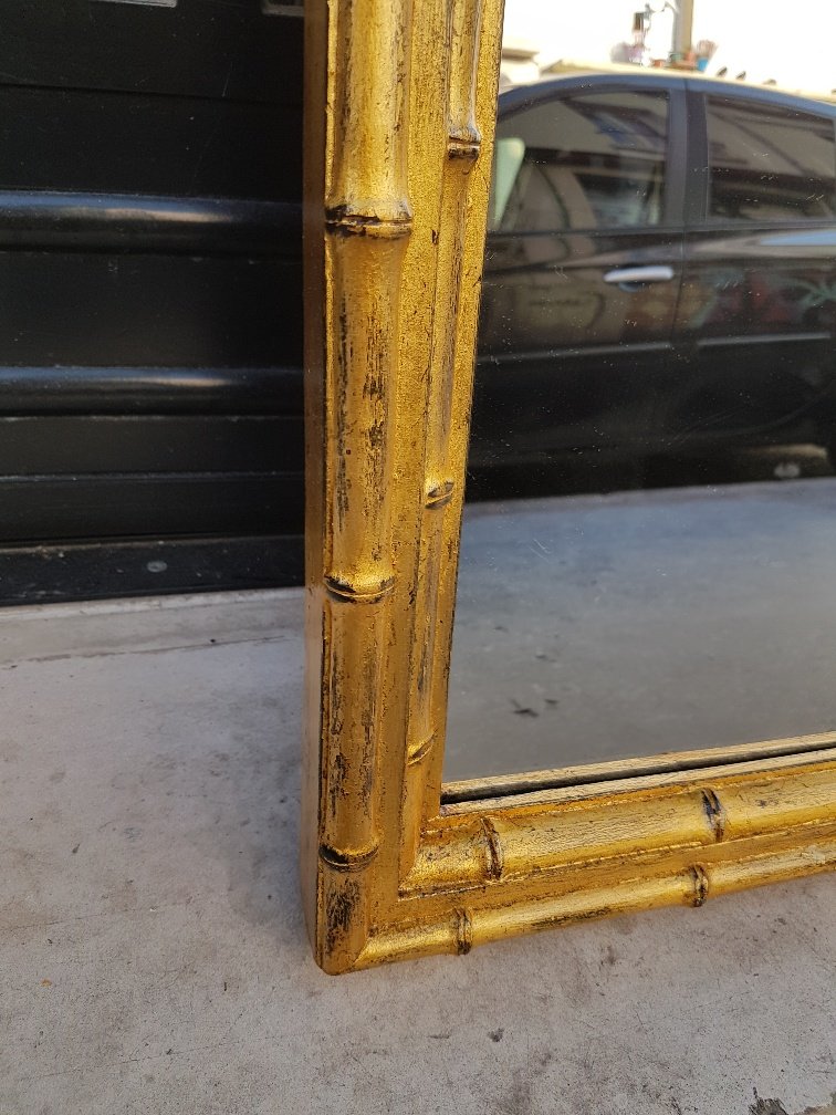 Miroir Doré d'époque Napoléon III De Style Indochinois ( 139 Cm X 75 Cm )-photo-4