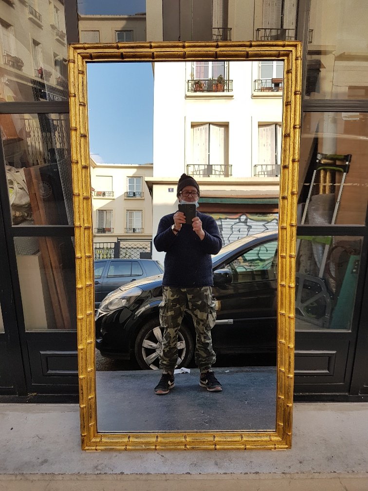 Miroir Doré d'époque Napoléon III De Style Indochinois ( 139 Cm X 75 Cm )