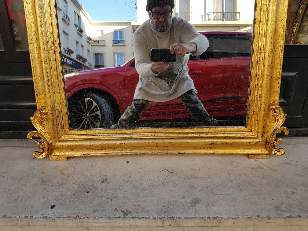 Louis -philippe Golden Mirror With Fronton (105 Cm X 70 Cm)-photo-3