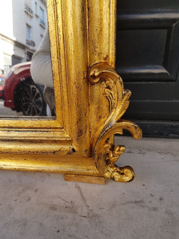 Louis -philippe Golden Mirror With Fronton (105 Cm X 70 Cm)-photo-5