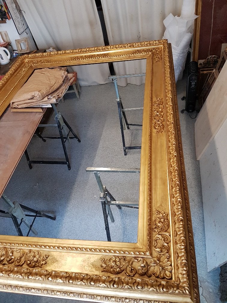 Grand Cadre Doré Vers 1870 De Style Néo-renaissance ( Vue : 212cm X 140 Cm-photo-3