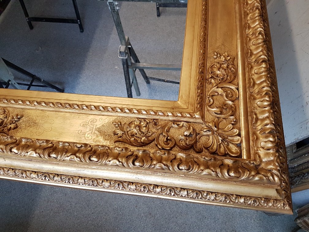 Grand Cadre Doré Vers 1870 De Style Néo-renaissance ( Vue : 212cm X 140 Cm-photo-4