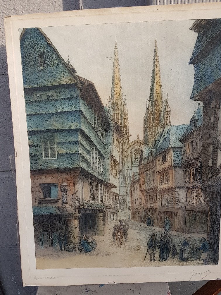 La Rue Kereon In Quimper By Eugene Gauguet Breton Artist-photo-8
