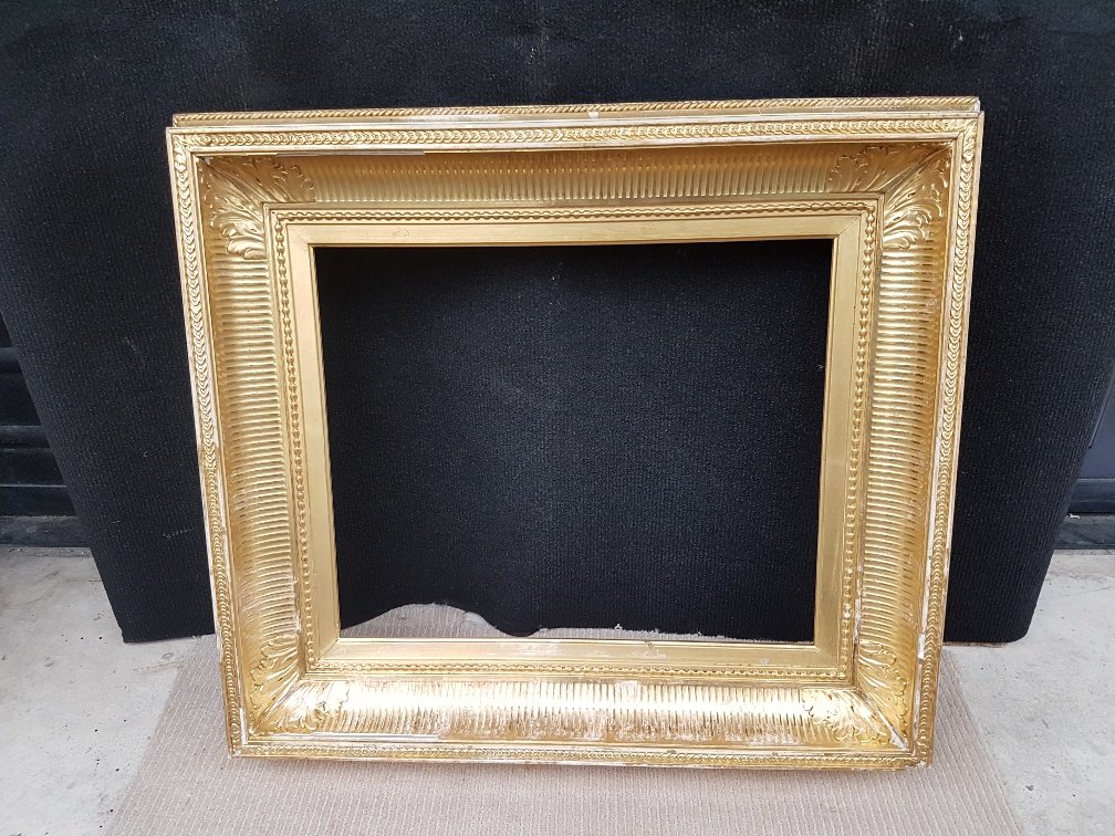 19th Century Gilded Frame Called "with Canals" From The Napoleon III Period