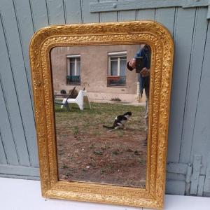 MIROIR DE CHEMINEE DORE D'EPOQUE LOUIS-PHILIPPE