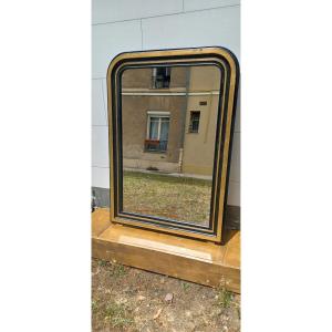 MIROIR ART DECO NOIR ET DORE