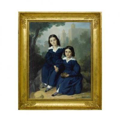 Portrait De Deux Fillettes Daté 1841