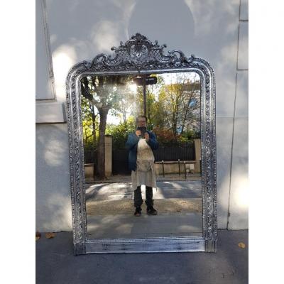 Grand Miroir Argenté De Style Louis-philippe