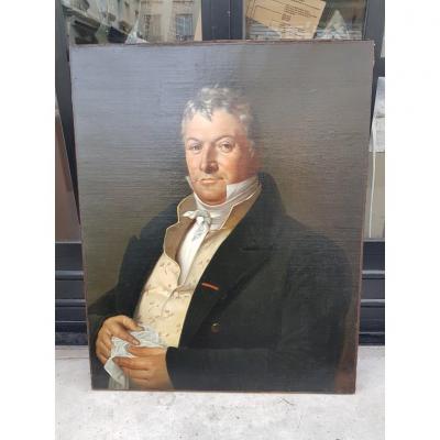 Portrait d'Homme d'époque Restauration ( 81 Cm X 65 Cm )