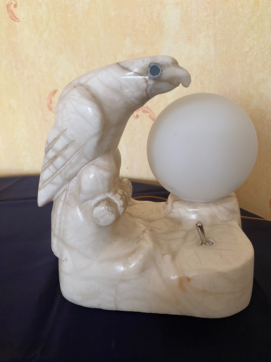 Lampe en marbre et verrerie