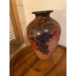 Multilayer Glass Vase, Signed Peynaud
