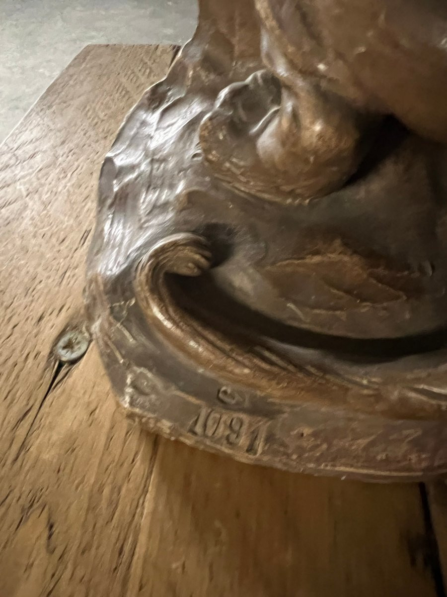 Sculpture terre cuite XIXème siècle signée -photo-4