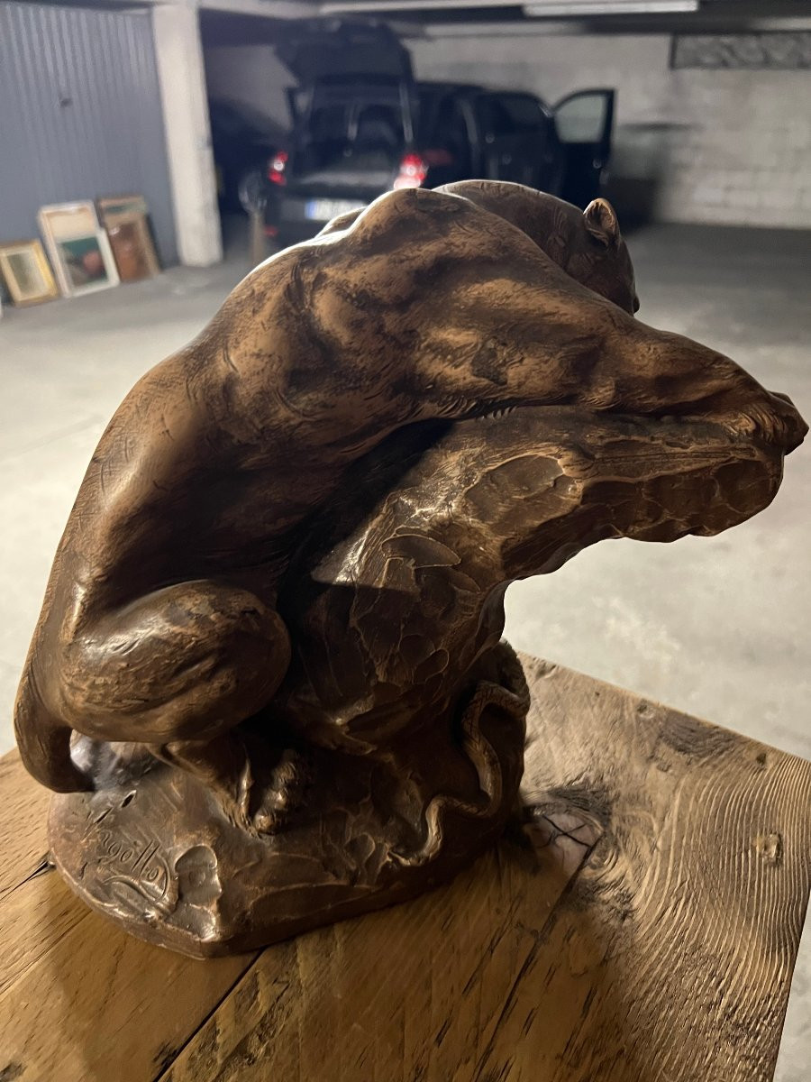 Sculpture terre cuite XIXème siècle signée -photo-1