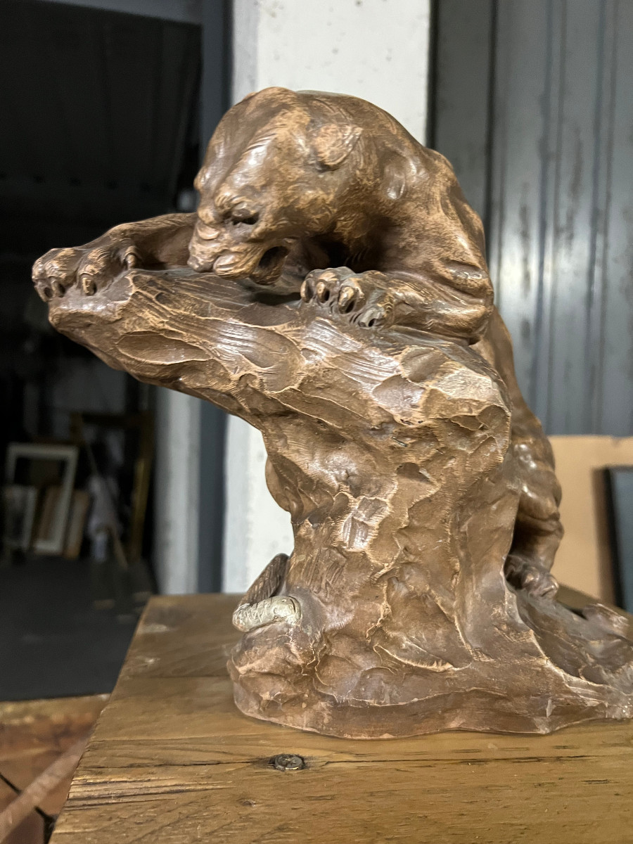 Sculpture terre cuite XIXème siècle signée 