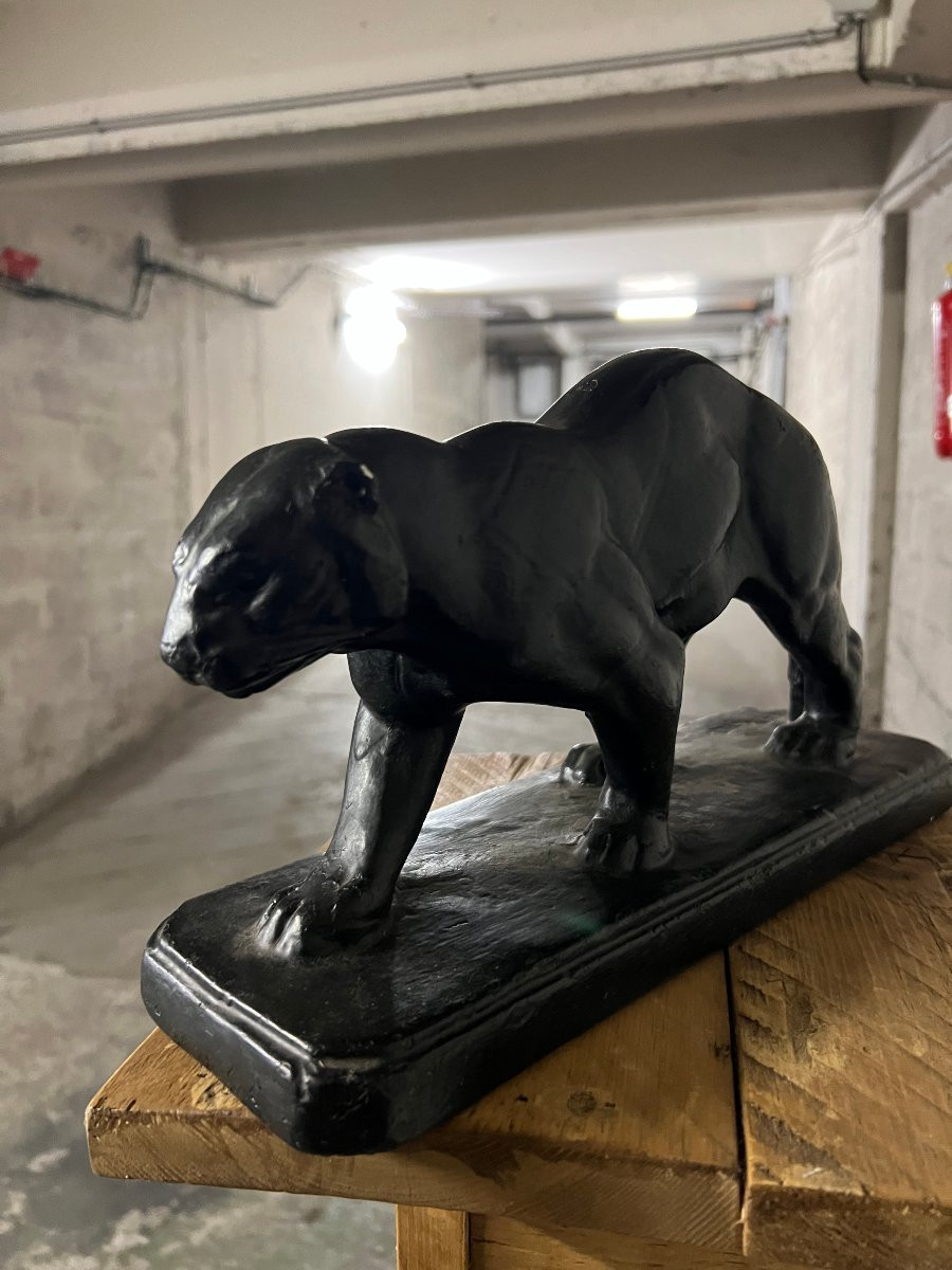 Sculpture panthère noire art déco-photo-2