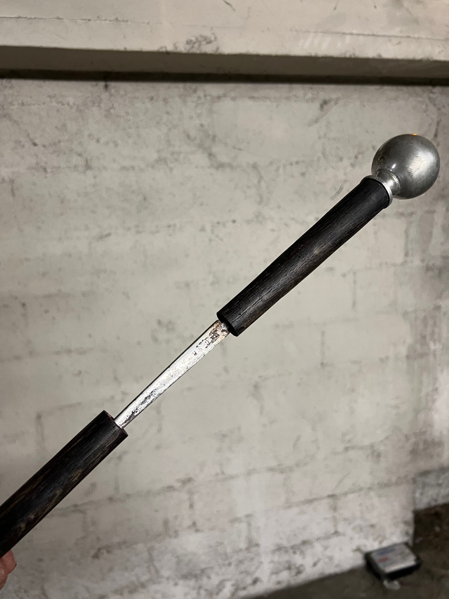 Canne de collection avec pommeau argenté