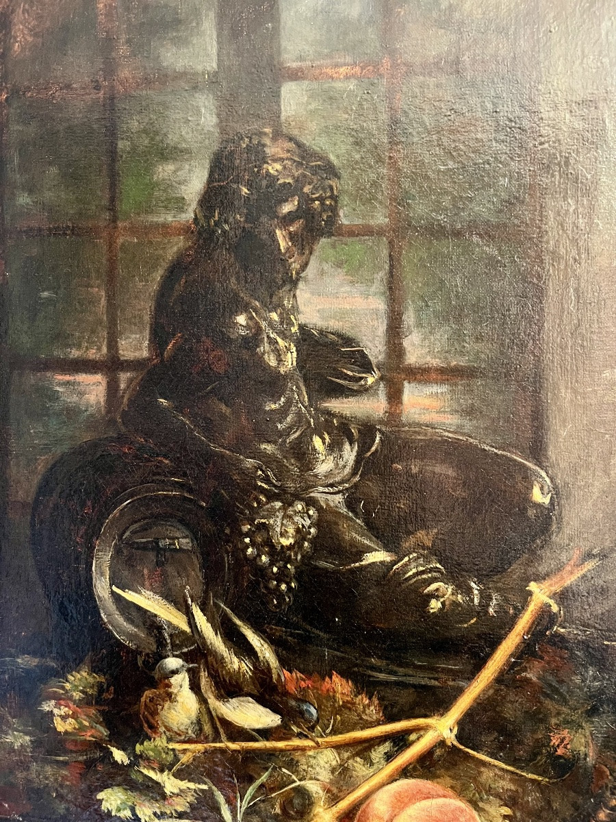French Or Belgian School - Still Life With Bacchus, Late 19th Century -photo-2