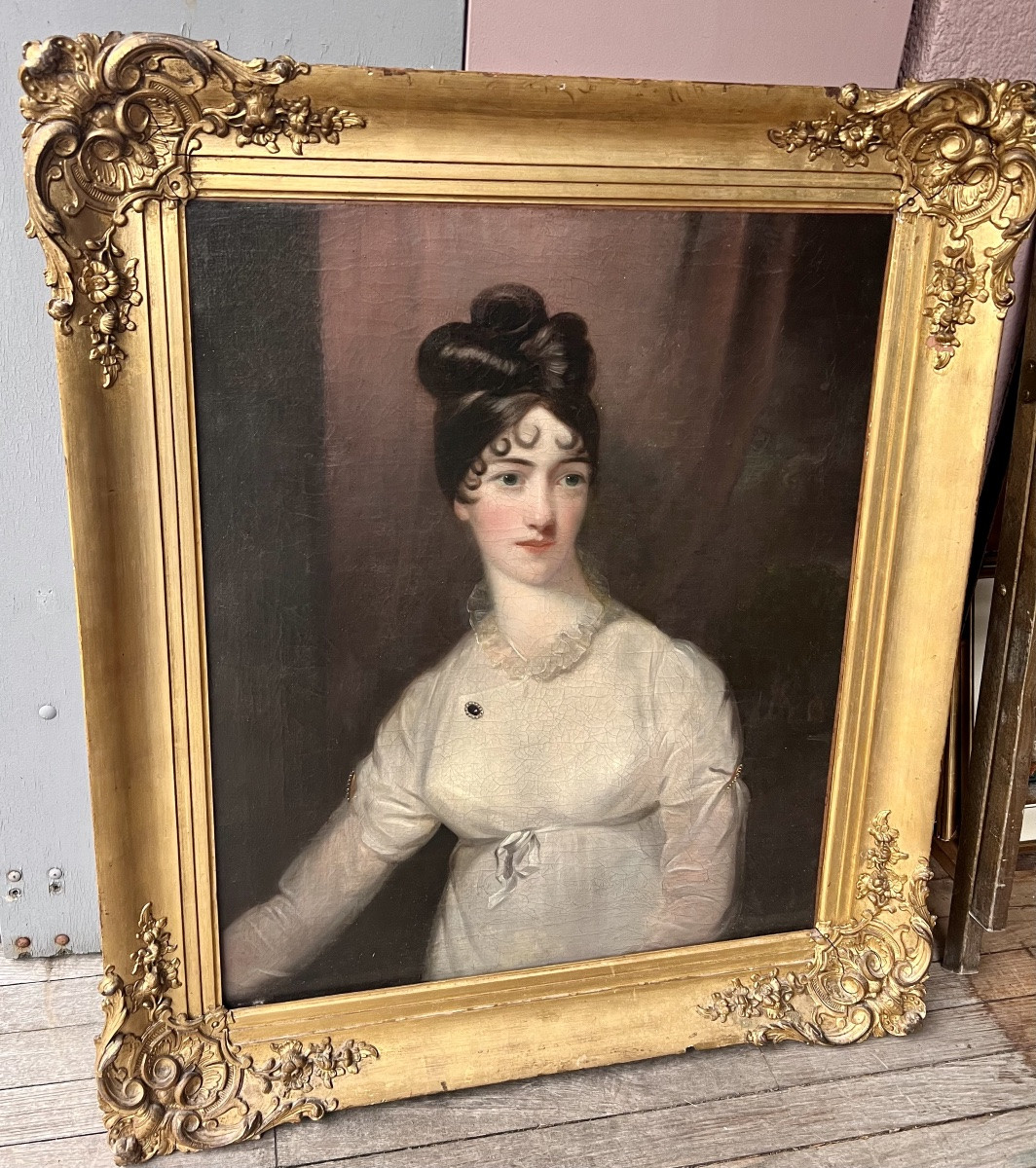 Portrait English Lady Entourage Of Sir Thomas Lawrence-photo-3