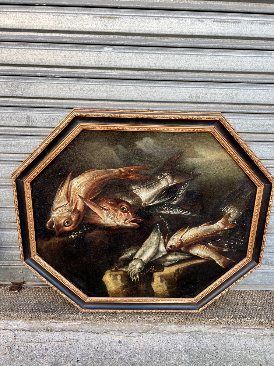 Giuseppe Recco (1634–1695) - Pair Of Still Lifes Featuring Fish And A Turtle-photo-3