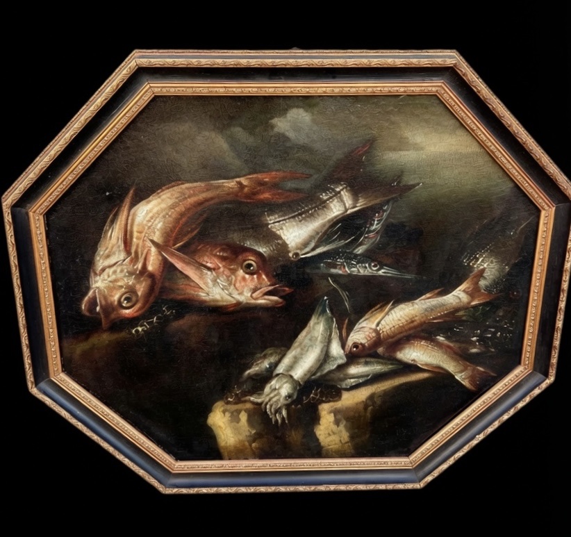 Giuseppe Recco (1634–1695) - Pair Of Still Lifes Featuring Fish And A Turtle-photo-3
