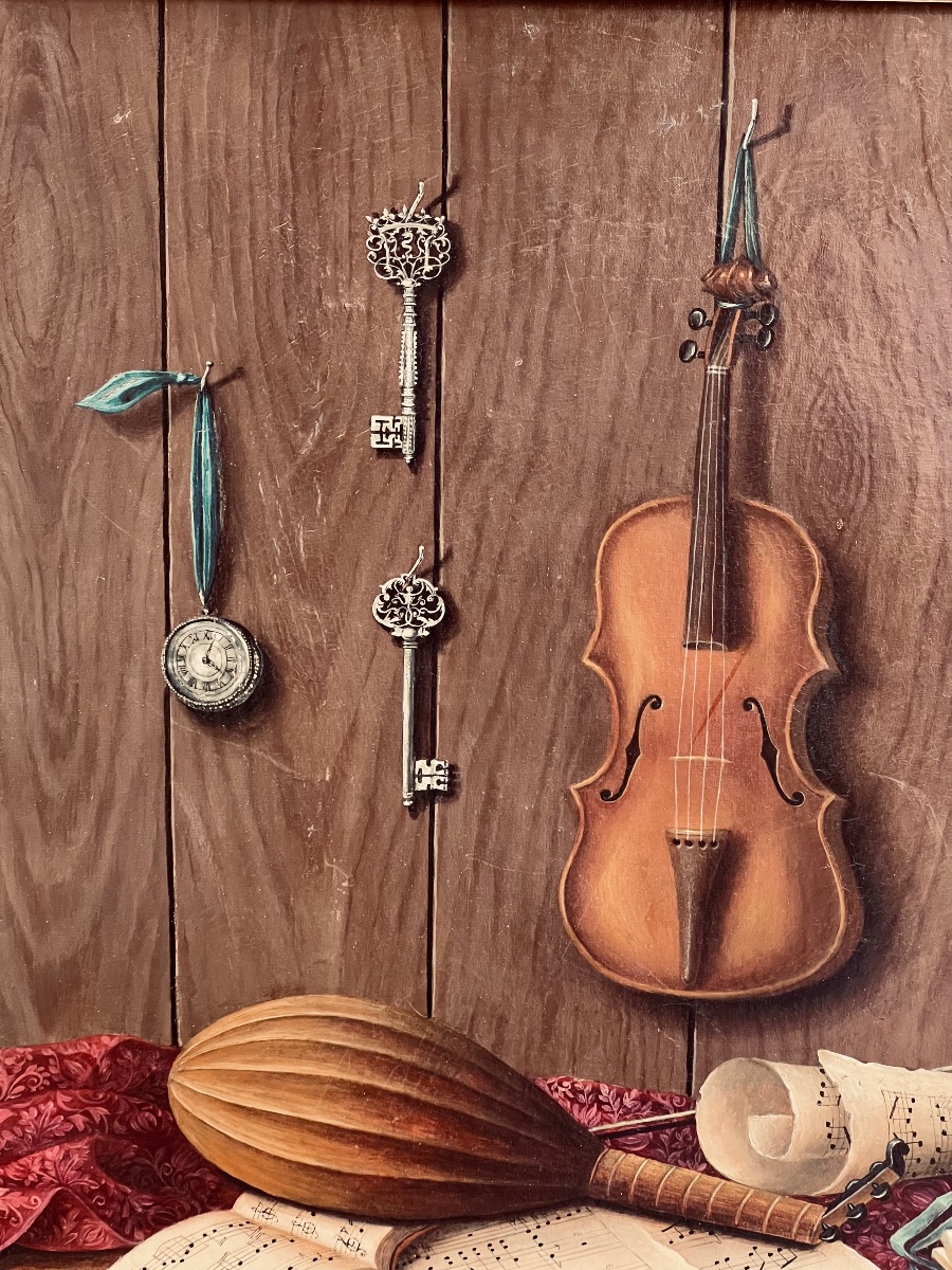 Tableau trompe-l’œil nature morte aux instruments -photo-3
