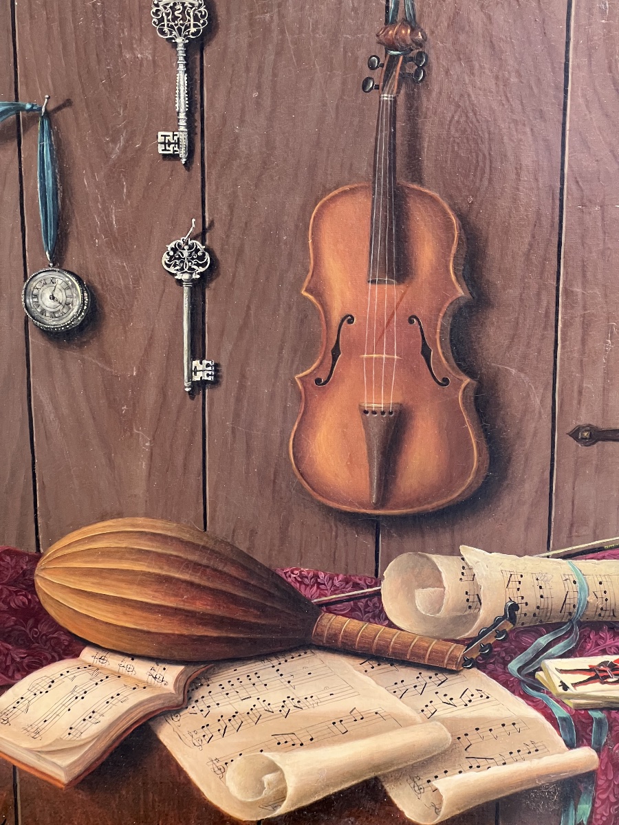 Tableau trompe-l’œil nature morte aux instruments -photo-4