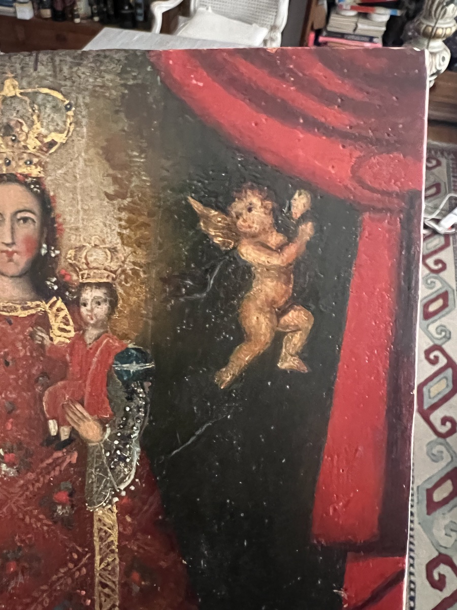 École de Cuzco, rare vierge à l’enfant, vierge cocharcas - 18eme siècle-photo-3