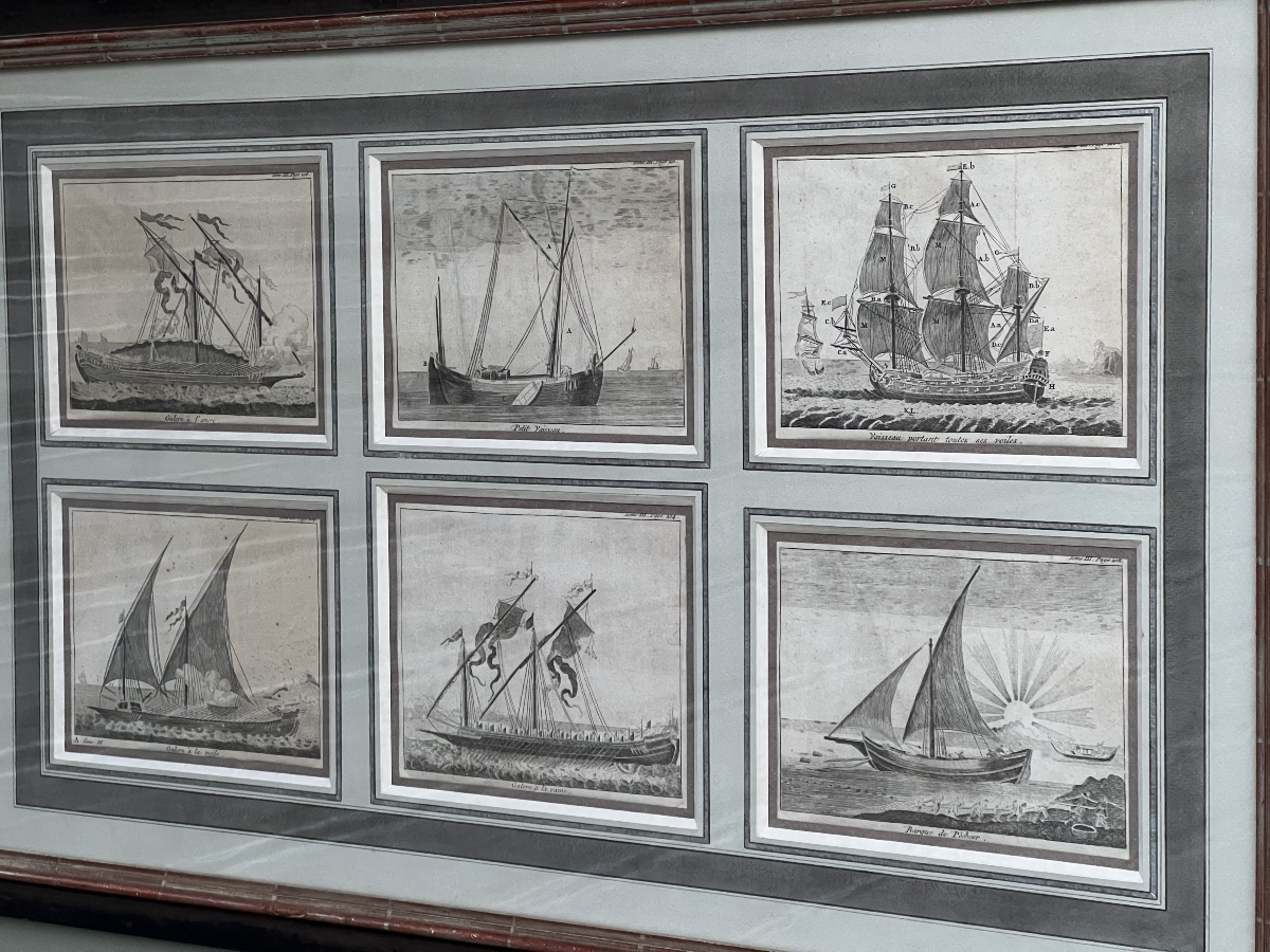 A Collection Of Six Engravings Depicting King Louis XIV's Ships-photo-2