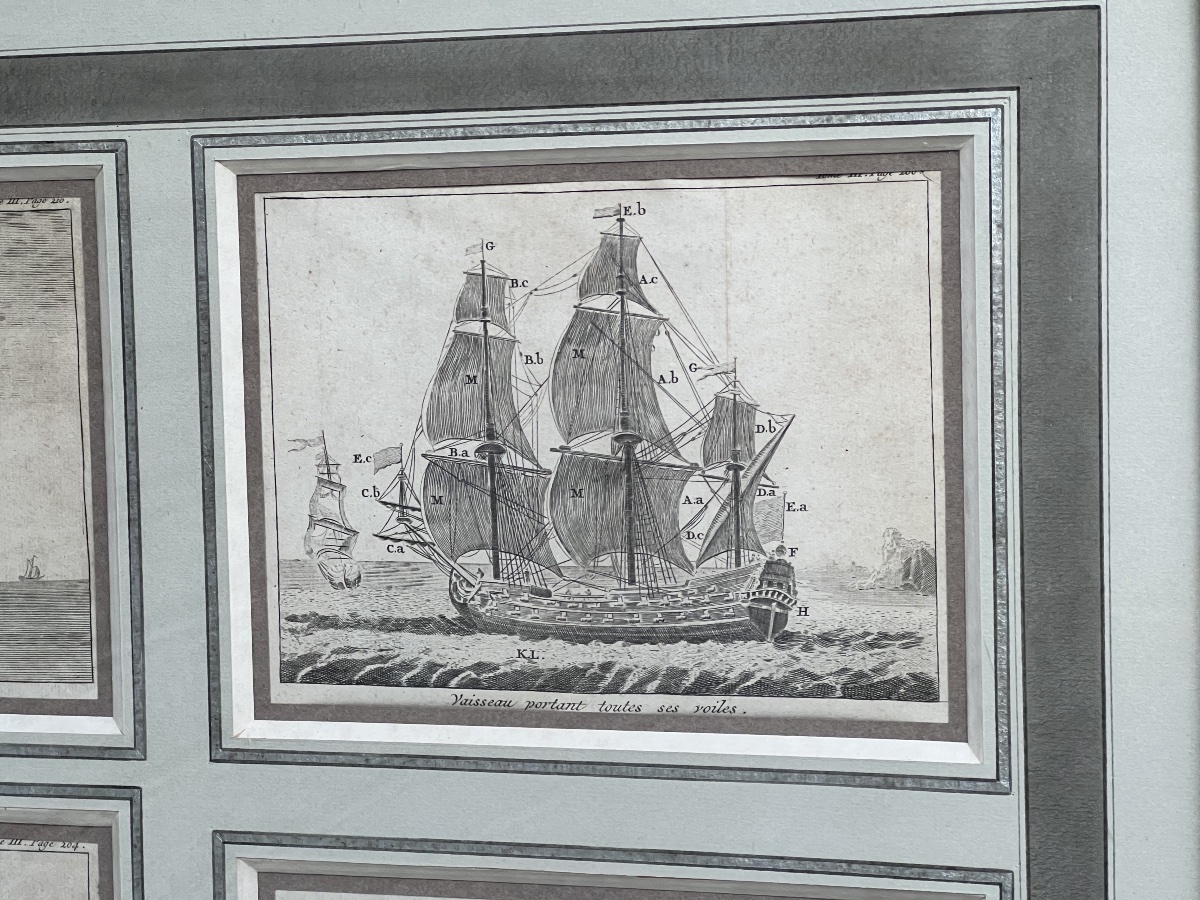 A Collection Of Six Engravings Depicting King Louis XIV's Ships-photo-3
