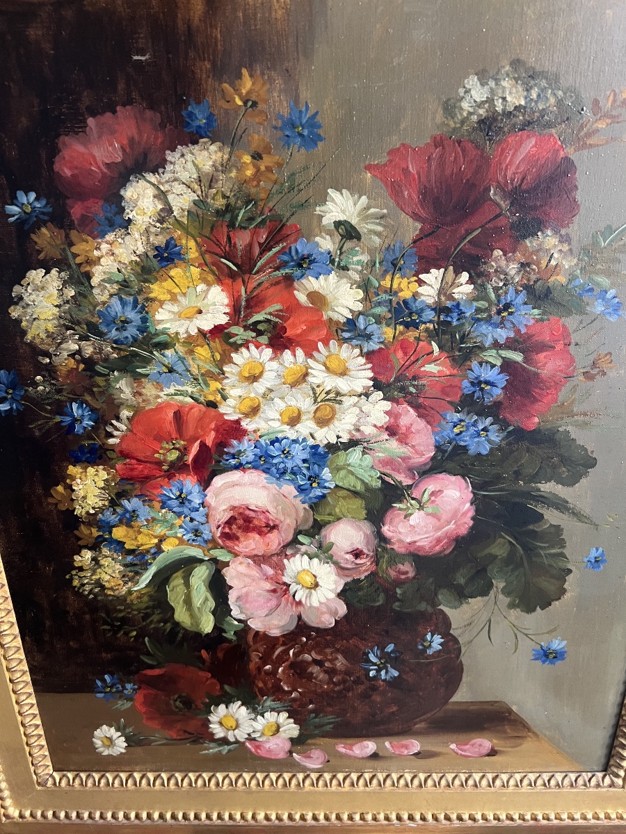 France, Circa 1880 - Still Life With A Bouquet Of Flowers -photo-2