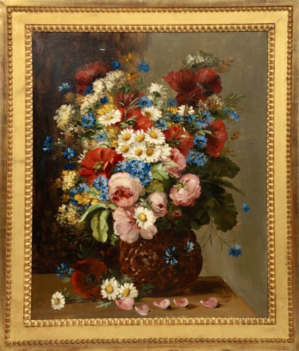 France, Circa 1880 - Still Life With A Bouquet Of Flowers 