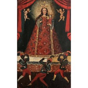 Cusco School, Rare Virgin And Child, Virgin Cocharcas—18th Century