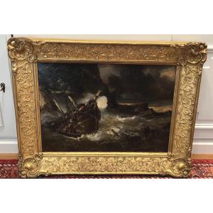 Eugène Isabey (1803-1886) - Équipage dans la tempête - signée datée 1839