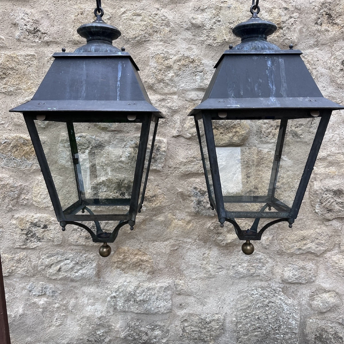 Pair Of Copper Lanterns 