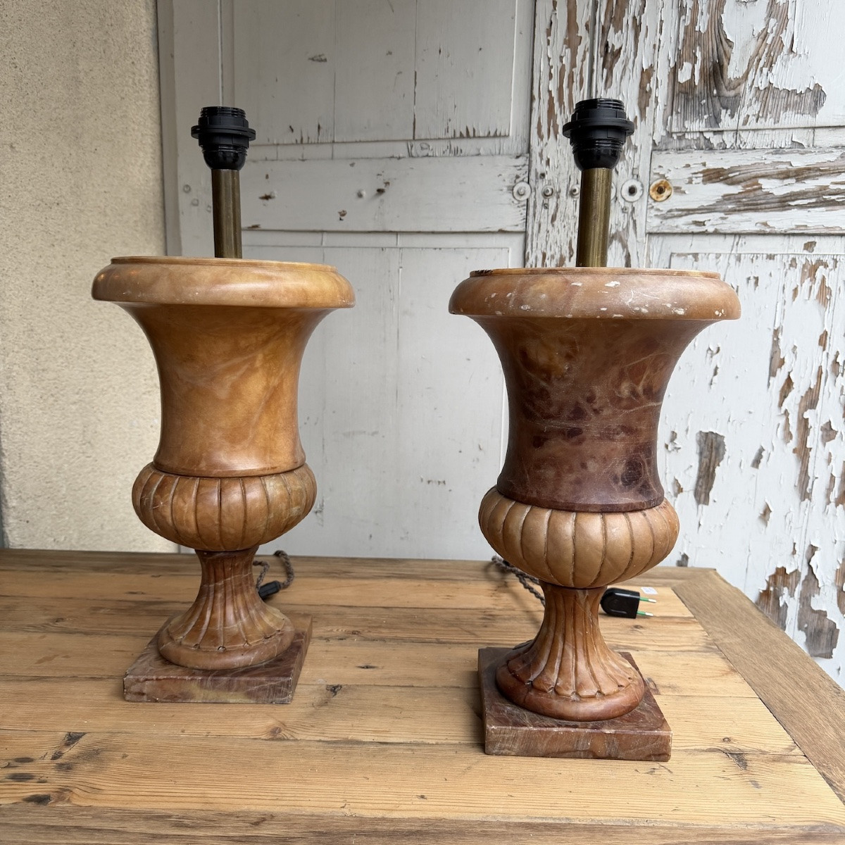 Paire de lampes en albâtre-photo-4