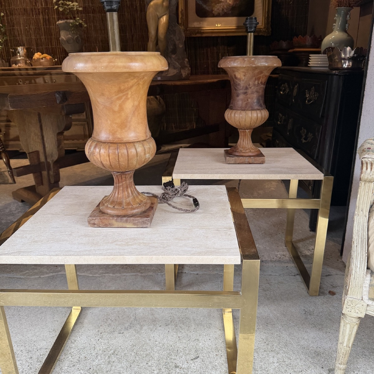 Paire de lampes en albâtre-photo-5