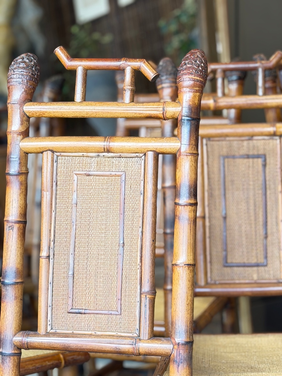 Set Of 6 Bamboo Chairs-photo-2