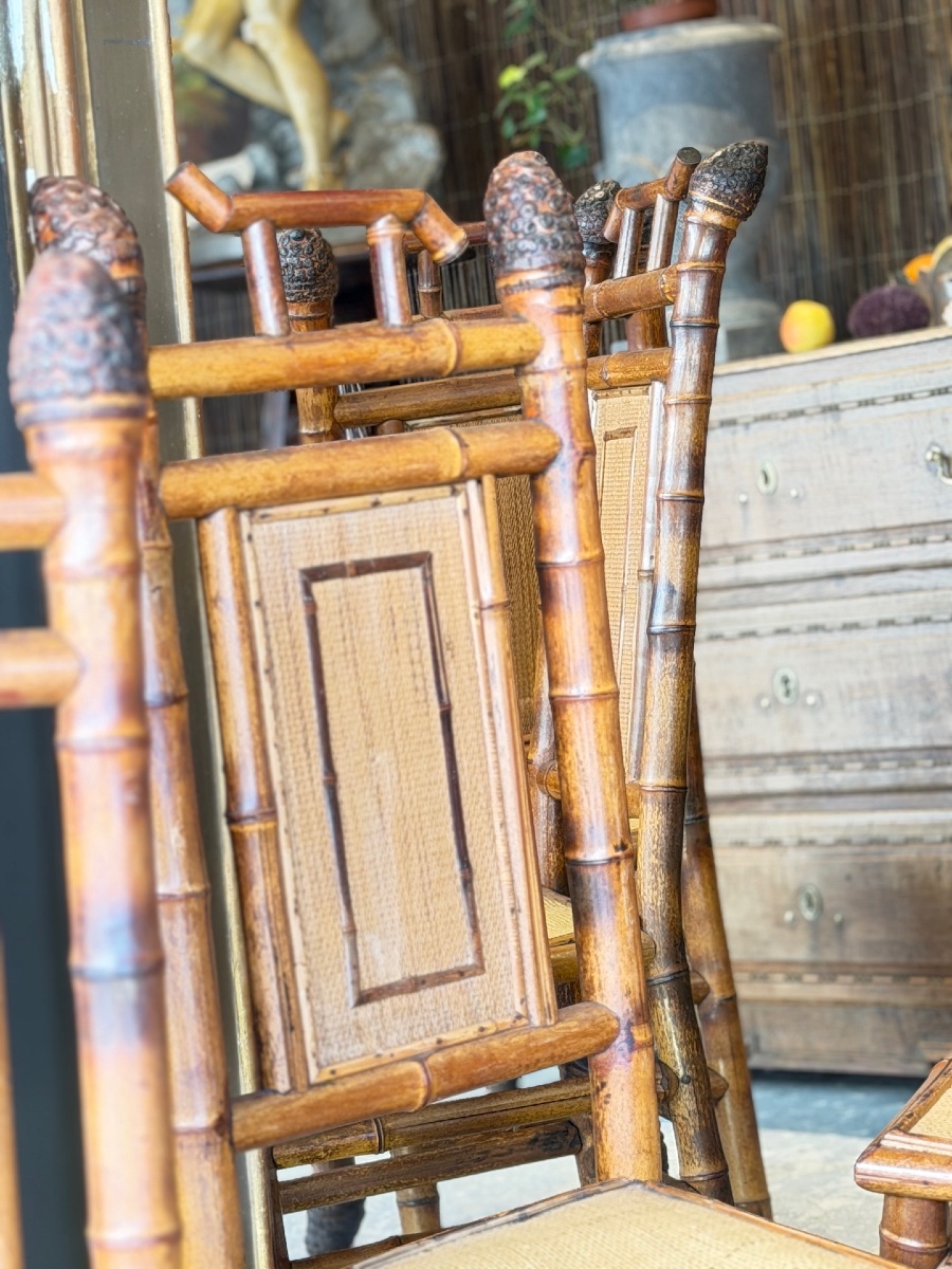 Set Of 6 Bamboo Chairs-photo-3