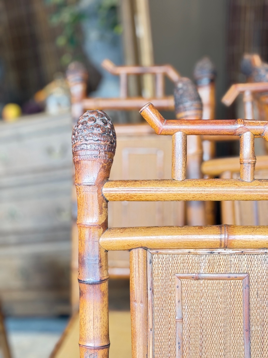 Set Of 6 Bamboo Chairs-photo-4