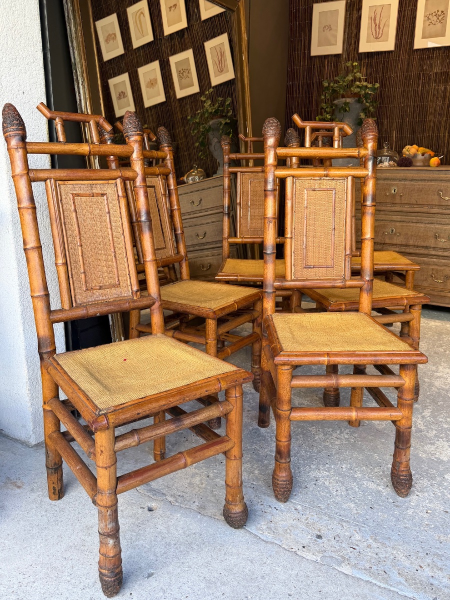 Set Of 6 Bamboo Chairs-photo-1