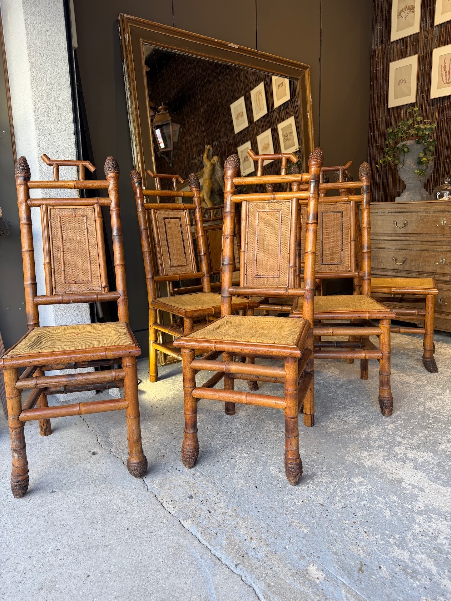 Set Of 6 Bamboo Chairs