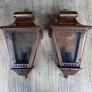 Paire de lanternes d'appliques  en cuivre