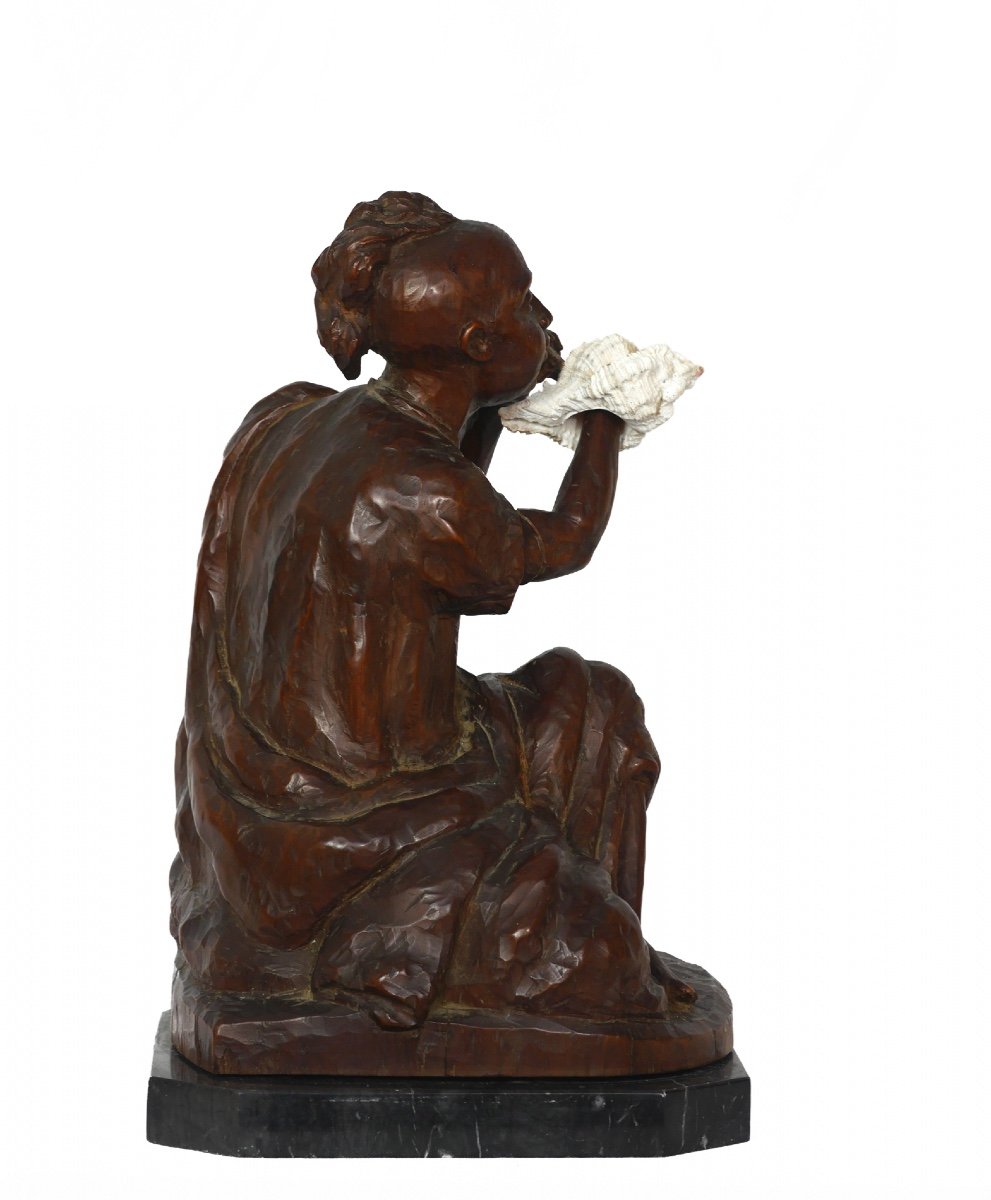 Wooden Sculpture The Music Player-photo-5