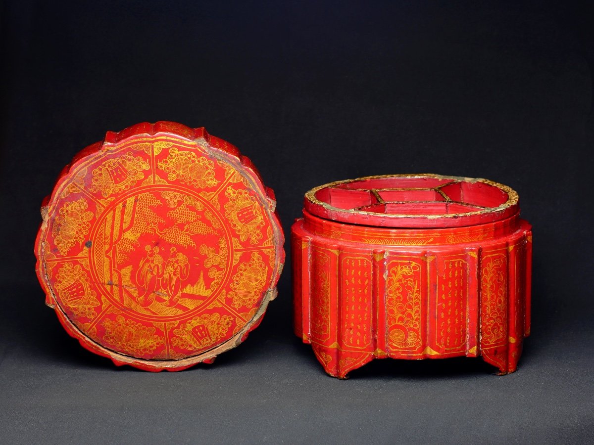 Boîte Laque Rouge Chine XIX Eme
