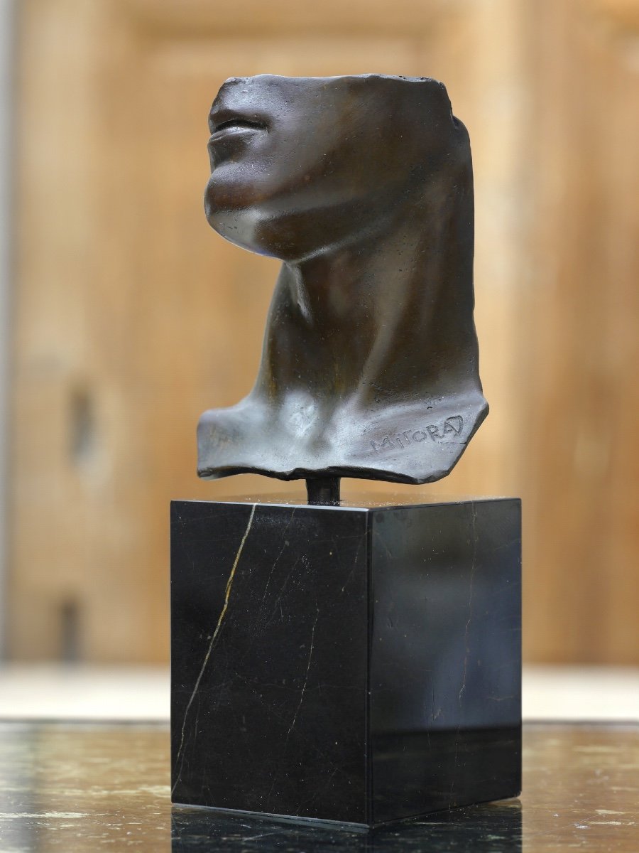 Sculpture Bronze « tête d’homme » par Igor Mitoraj -photo-3