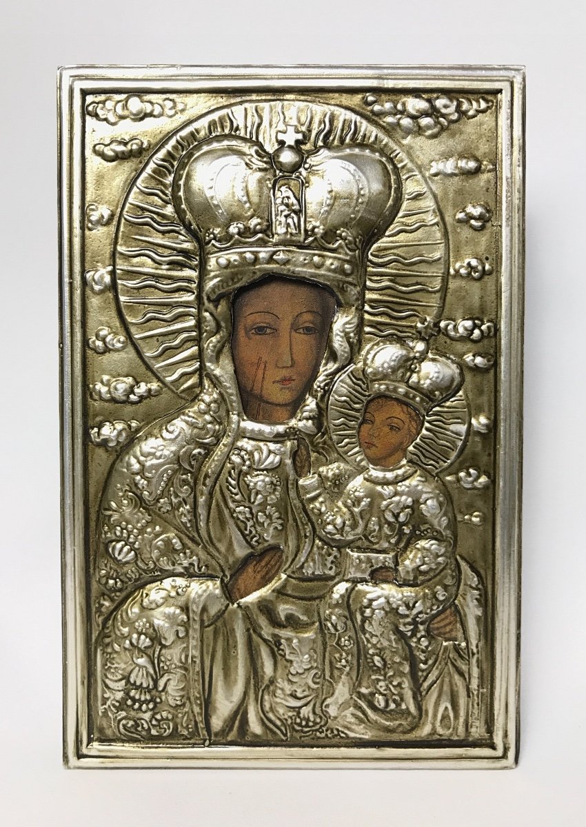 Byzantine Icon The Crowned Virgin And Child Jesus