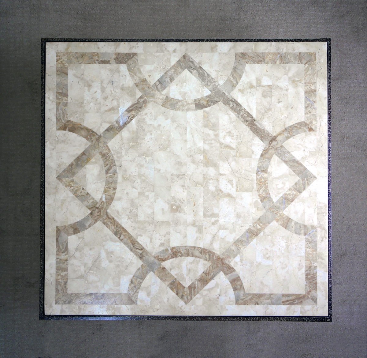Large Coffee Table In Wrought Iron And Stone Marquetry In The Style Of Gilbert Poillerat-photo-7