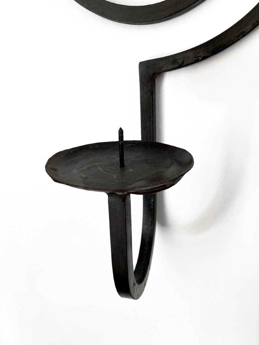 Pair Of Spiral Wrought Iron Wall Lights/brutalist-photo-3