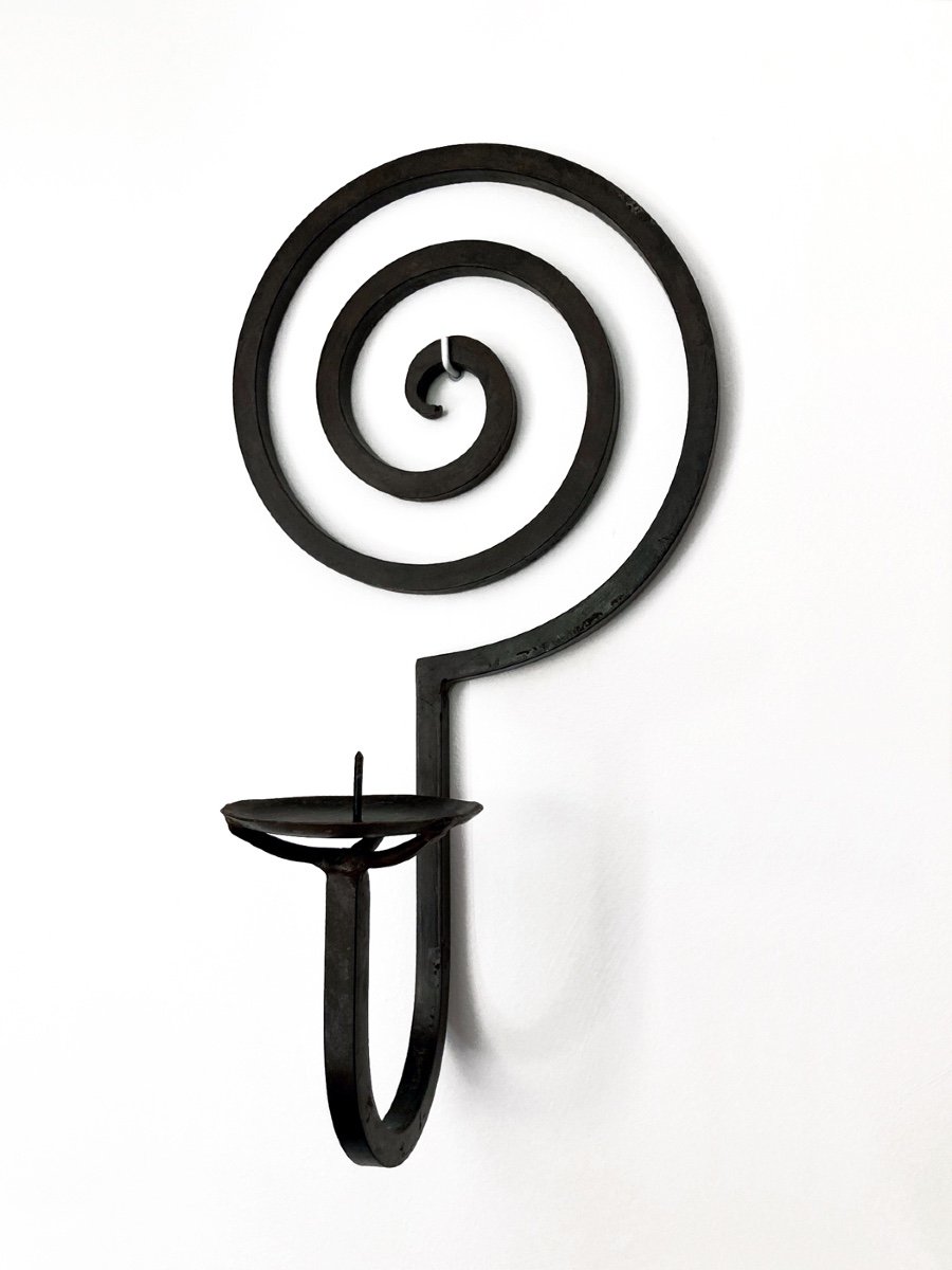 Pair Of Spiral Wrought Iron Wall Lights/brutalist-photo-4